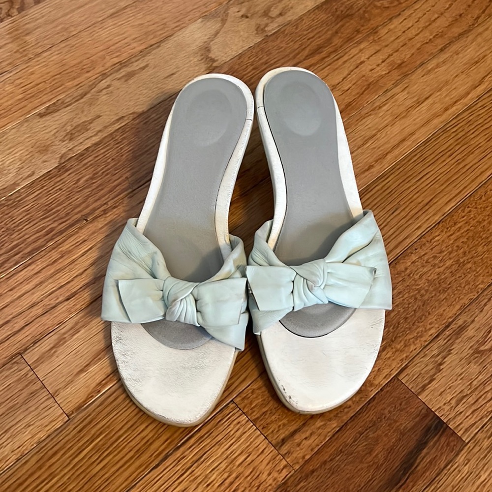 Aerosoles Sophisticated Mint Green Bow Sandals | Matching Mint Heel | Size 7.5